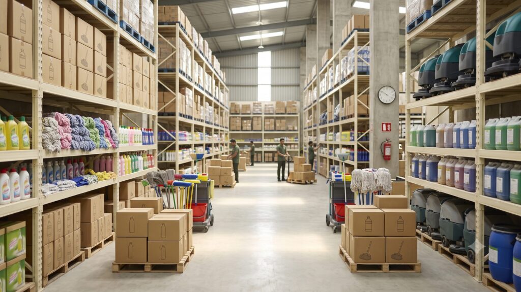 About Wide view of the Chamunda Traders wholesale housekeeping supplies warehouse