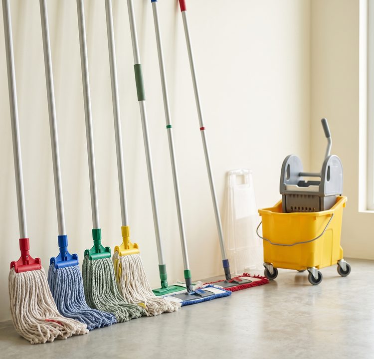 Home Professional wet mops and dry mops with a yellow mop wringer trolley