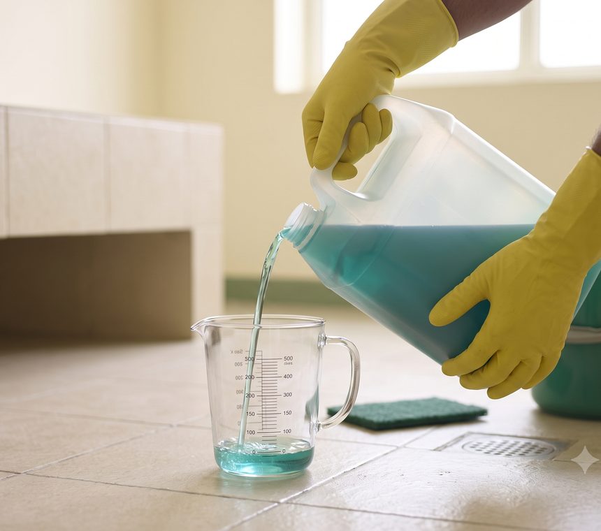 Categories Diluting concentrated cleaning chemical into a measuring jug